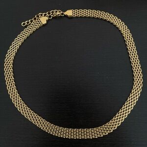 NEW 18k Gold Mesh Chain Flat Link Necklace